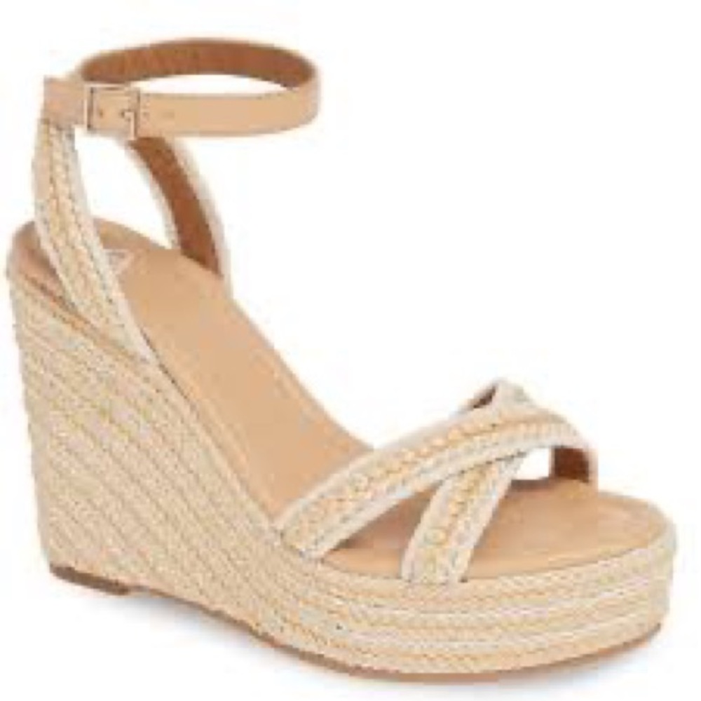 BP. Wedge Raffia Woven Neutral Sandal Gabby